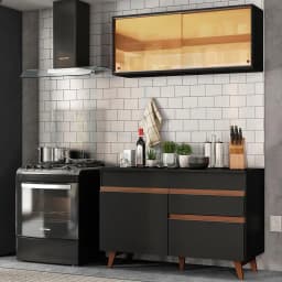 Kit Muble de Cocina Reims 120 cm Negro 120x52x210 cm
