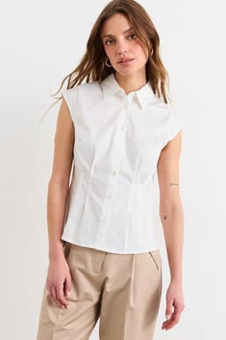 Blusas Sin Manga Mujer Blanco Blanco XS