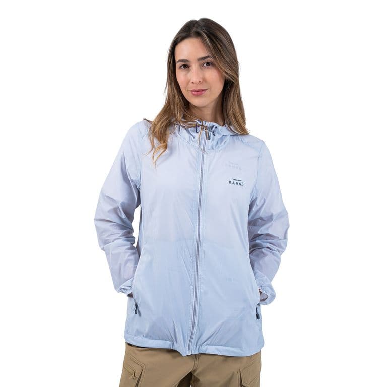 Cortavientos Ripstop Ultraliviano Mujer Caleu Gris Claro M