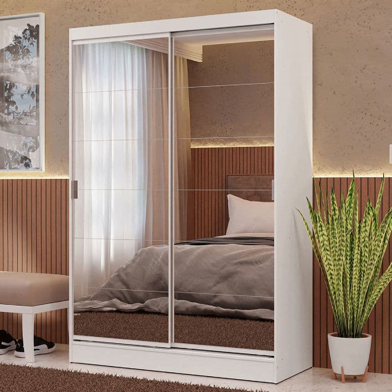 Closet Max 2 Puertas Correderas con Espejos Blanco 119x54x183 cm