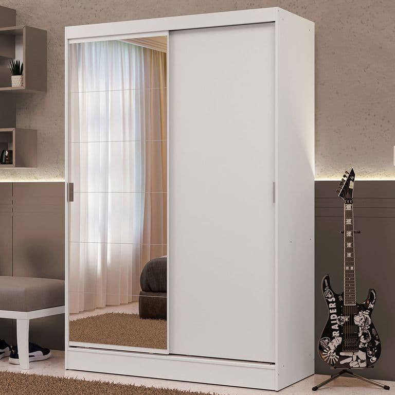Closet Luke 2 Puertas Correderas con 1 Espejo Blanco 119x54x183 cm