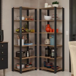 Estante Multiuso Esquinero 118 cm 10 Repisas Marron/Negro 118x45x180 cm