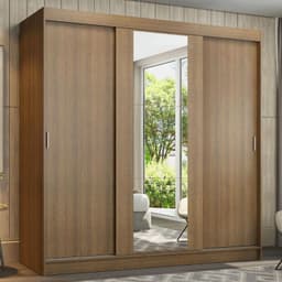 Closet Reno 3 Puertas Correderas con 1 Espejo Marron 180x54x205 cm