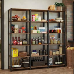 Estante Despensa de Cocina 177 cm 15 Repisas Marron/Negro 177x45x180 cm