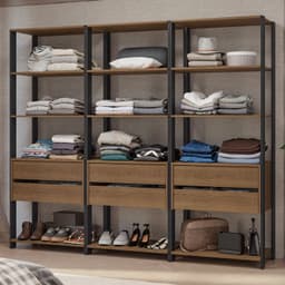 Closet Abierto Valencia 210 cm 6 Cajones Marron/Negro 210x45x180 cm