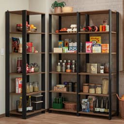 Estante Despensa de Cocina Esquinera 177 cm 15 Repisas Marron/Negro 177x45x180 cm