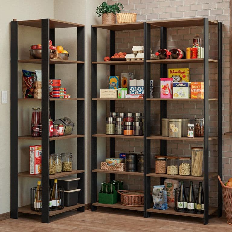 Estante Despensa de Cocina Esquinera 177 cm 15 Repisas Marron/Negro 177x45x180 cm