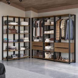 Closet Abierto Valencia 317 cm 4 Cajones Marron/Negro 417x45x180 cm