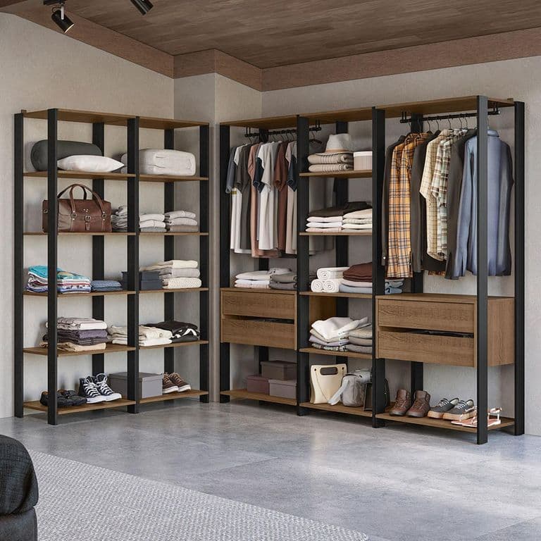 Closet Abierto Valencia 317 cm 4 Cajones Marron/Negro 417x45x180 cm