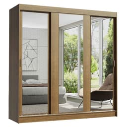 Closet Reno 3 Puertas Correderas con Espejos Marron 180x54x205 cm