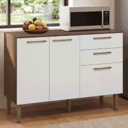 Mueble Base de Cocina Lille 105 cm 3 Puertas 2 Cajones Marron/Blanco 105x44x89 cm
