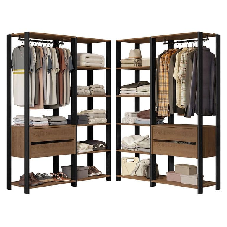 Closet Abierto Valencia 258 cm 4 Cajones 04 Marron/Negro 358x45x180 cm
