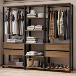 Closet Abierto Valencia 199 cm 4 Cajones Marron/Negro 199x45x180 cm