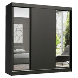 Closet Reno 3 Puertas Correderas con 2 Espejos Negro 180x54x205 cm