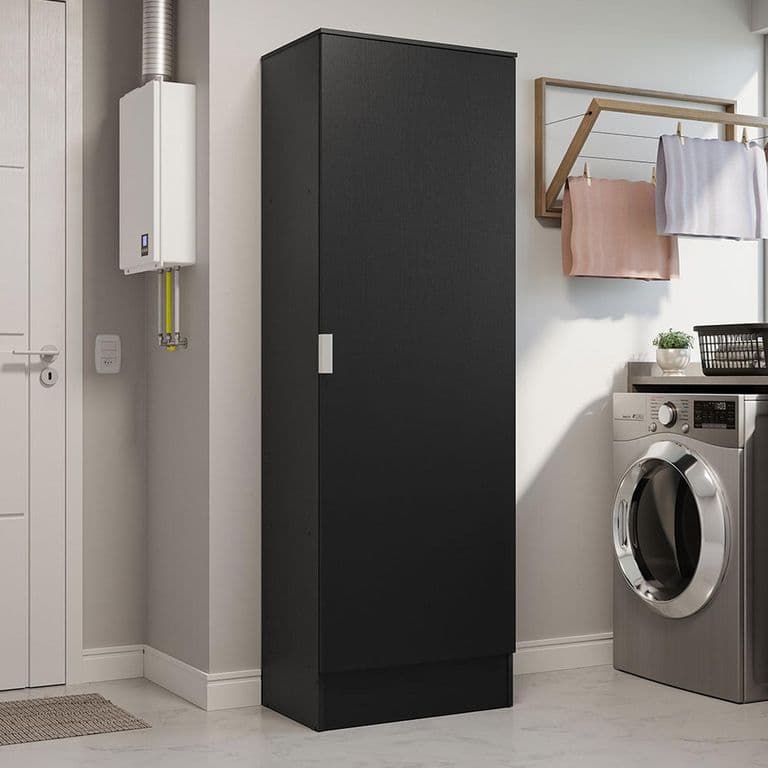 Armario Multiuso Organizador 1 Puerta Negro 60x40x182 cm