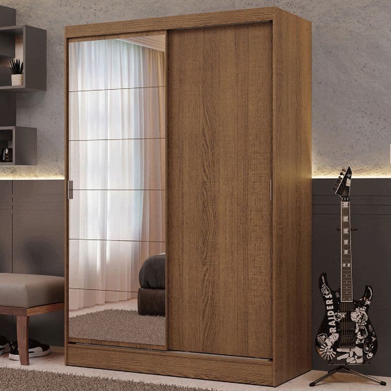 Closet Luke 2 Puertas Correderas con 1 Espejo Marron 120x53x183 cm
