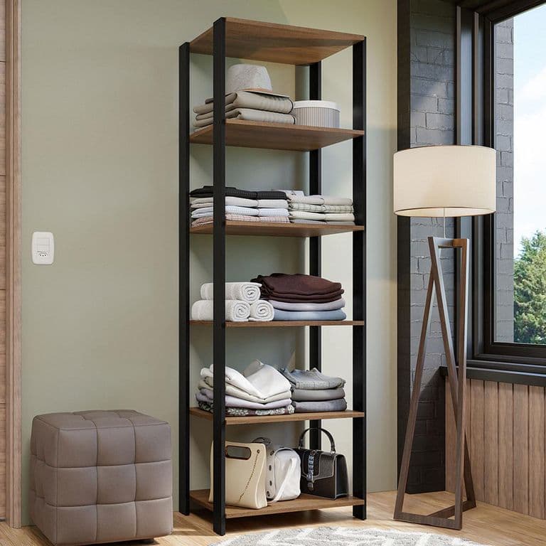 Closet Abierto Valencia 59 cm 6 Repisas Marron/Negro 59x45x180 cm