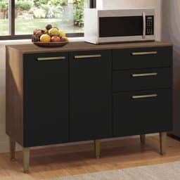Mueble Base de Cocina Lille 105 cm 3 Puertas 2 Cajones Marron/Negro 105x44x89 cm