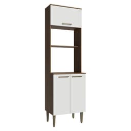 Torre para Horno y Microondas Lille 60 cm 3 Puertas Marron/Blanco 60x44x205 cm