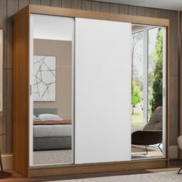 Closet Reno 3 Puertas con 2 Espejos Marron/Blanco 180x54x205 cm