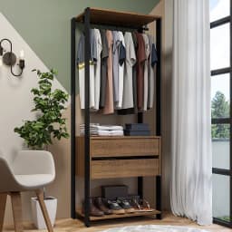 Closet Abierto Valencia 70 cm 2 Cajones Marron/Negro 70x45x180 cm