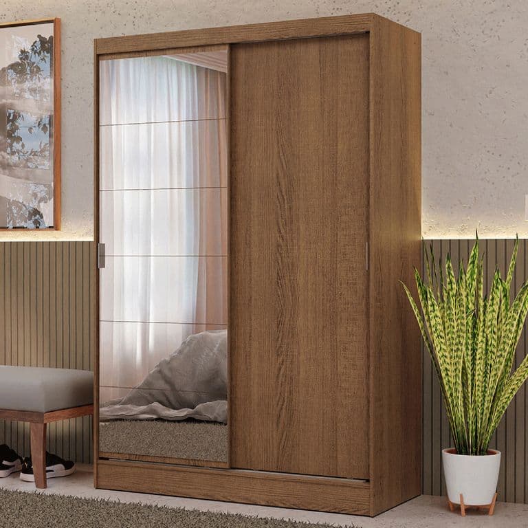Closet Max 2 Puertas Correderas con 1 Espejo Marron 119x54x183 cm