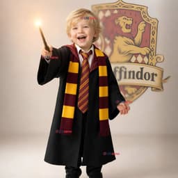 Disfraz Mago Con Capa + Bufanda + Corbata + Varita Gryffindor Nino y Nina Multicolor 9