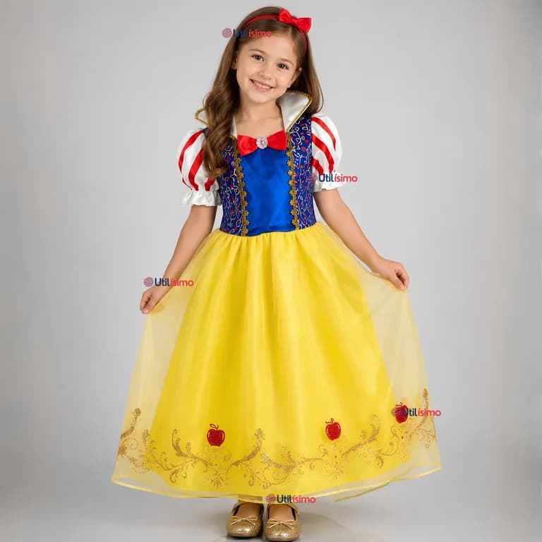 Disfraz Princesa Blancanieves Con Cintillo Nina Multicolor 9