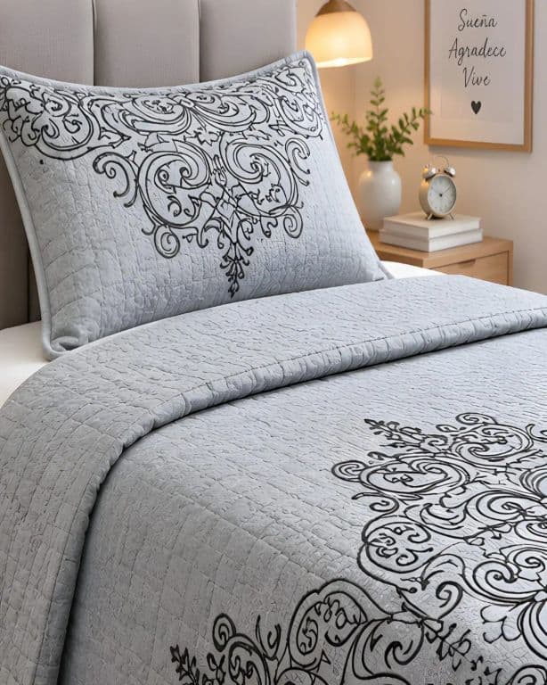 Set de Cubre Cama y Funda de Almohada Plaza y Media 180x230cm