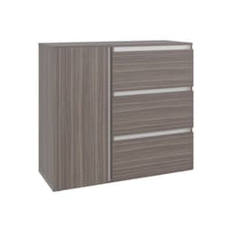 Comoda 1 Puerta 3 Cajones 91 X 100 X 41,8 Cm Cafe Claro Y Blanco