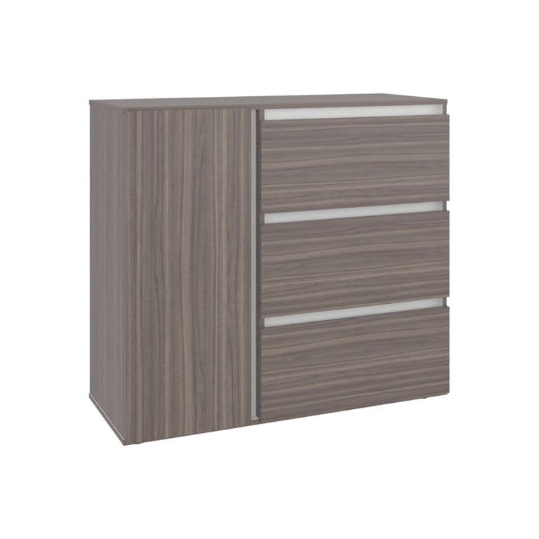 Comoda 1 Puerta 3 Cajones 91 X 100 X 41,8 Cm Cafe Claro Y Blanco
