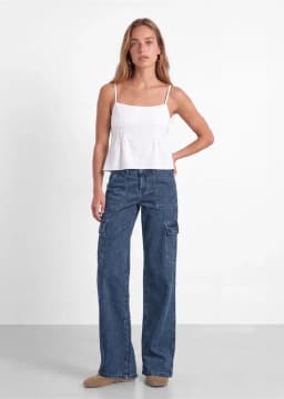 Pantalon Denim Cargo Azul Mujer Azul 44
