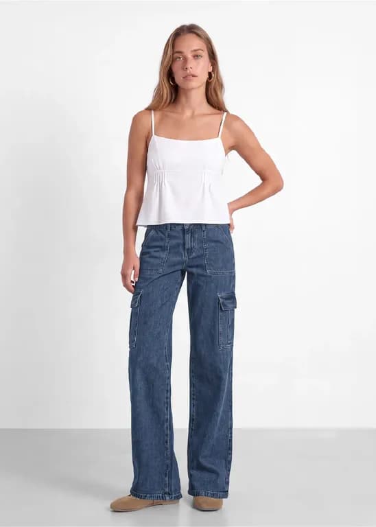 Pantalon Denim Cargo Azul Mujer Azul 44