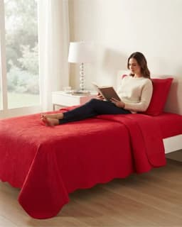 Cubrecama Quilt de Verano Liso 1.5 Plazas con Relieve