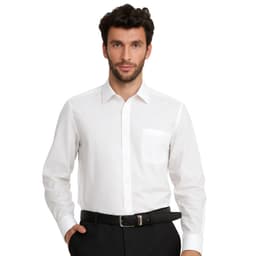 Camisa Formal Hombre Blanco Cuello Italiano Poplin con bolsillo Blanco 16.5