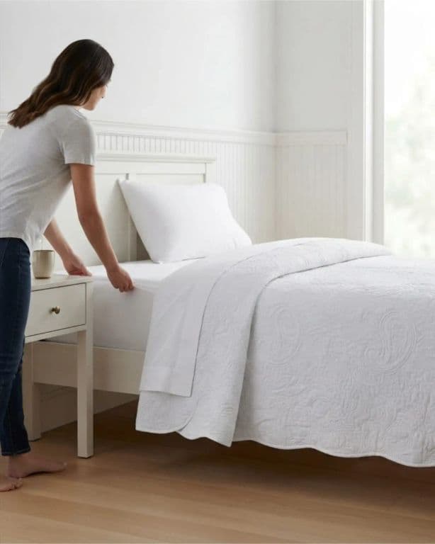 Cubrecama Quilt de Verano Liso 1.5 Plazas con Relieve