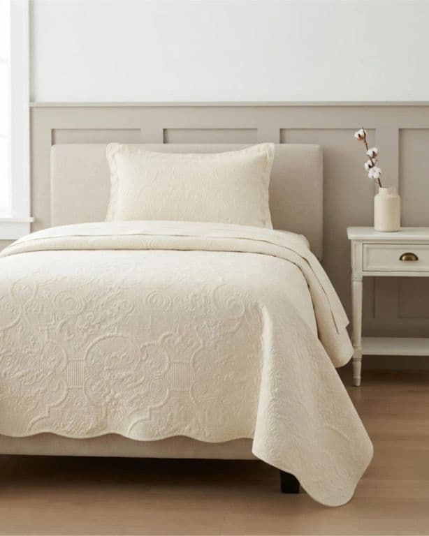 Cubrecama Quilt Verano 1.5 Plazas Liso Con Textura En Relieve