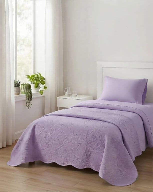 Cubrecama Quilt Verano 1.5 Plazas Liso Con Textura En Relieve