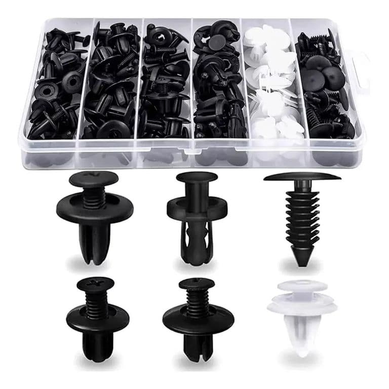 Caja 100 Clips Fijacion Broche Retencion Plastico Tapabarro