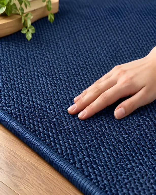 Alfombra Sisal 160x200 Azul Oscuro Diseno Con Relieve