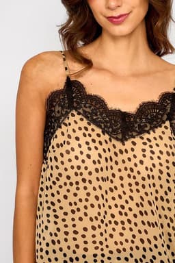 Top Animal Print con Encaje Julieta Camel Cafe L