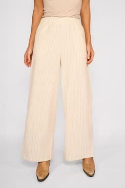 Pantalon Lino Rayas Olivia Beige Beige S