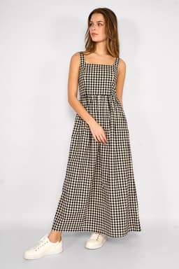 Vestido Largo Cuadros Javiera Negro Negro XL