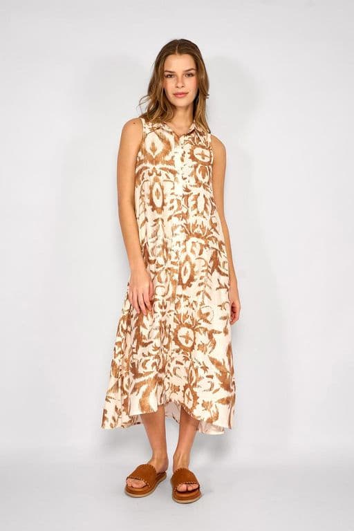 Vestido Largo Camisero Soledad Camel Cafe S