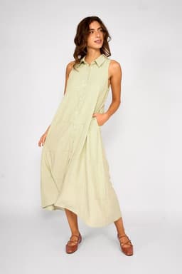 Vestido Largo Camisero Pamela Verde Verde M