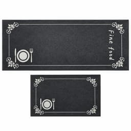 Set 2 Alfombras de Cocina Negras Diseno Cubiertos 40x122 cm 267