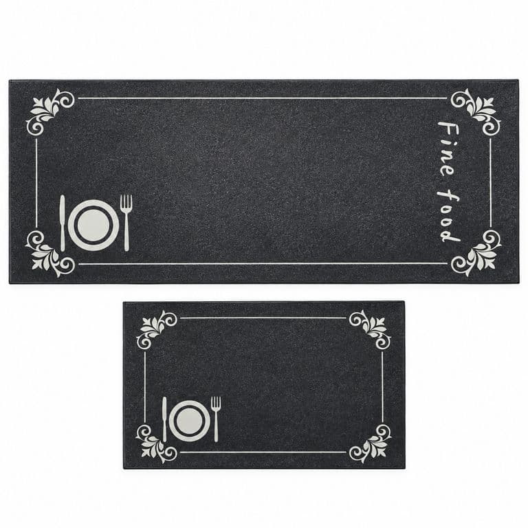 Set 2 Alfombras de Cocina Negras Diseno Cubiertos 40x122 cm 267