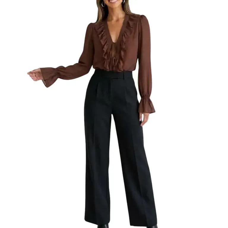 Blusa de gasa semitransparente S-M y L Chocolate S