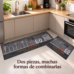 Set 2 Alfombras de Cocina 40x122 cm Gris Oscuro Poliester 268