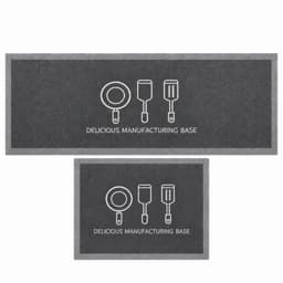 Set 2 Alfombras de Cocina Gris Oscuro Diseno Utensilio 270